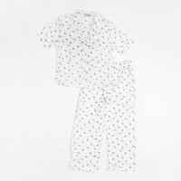 طقم بيجامة نسائية صيفية أبيض