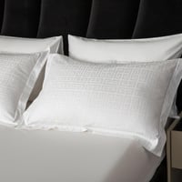 مفرش فندقي نمط هندسي يوناني مزدوج قطن أبيض 500 غرز...