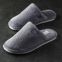 حذاء منزلي رجالي شتوي فرو رصاصي