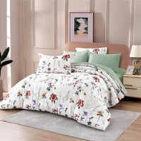 مفرش نوفا صيفي مزدوج أبيض برسومات الزهور عدد القطع...