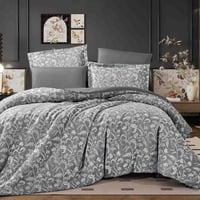 مفرش أولايا صيفي مقاس كوين رصاصي مشجر عدد القطع 4