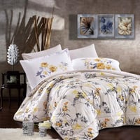 مفرش تينا صيفي مقاس كوين 150x200 سم كريمي برسومات...