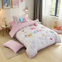 مفرش أطفال تيمون صيفي مفرد ونص أبيض روز متعدد الرس...