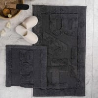 طقم دعاسة أرضية باث تركي فرو أسود عدد القطع 2