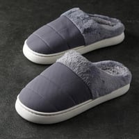 حذاء منزلي نسائي شتوي فرو رصاصي