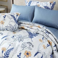 مفرش نوفا صيفي مفرد و نص أبيض وأزرق سماوي برسومات...