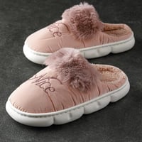 حذاء منزلي نسائي شتوي فرو وردي