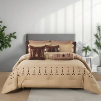 مفرش الدرعية صيفي مزدوج بني مطرز عدد القطع 9