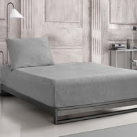 طقم شرشف دفى مطاط شتوي مفرد و نص مخمل رصاصي عدد ال...