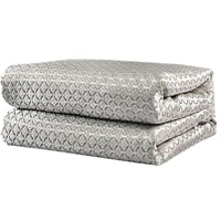 مفرش كارلا الفاخر مزدوج قطن جاكارد مطرز بيج فضي عد...