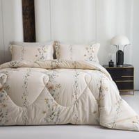 مفرش سمر لاند قطن 100% مزدوج برسومات الزهور كريمي...