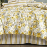 مفرش إنسجام صيفي قطن أصفر برسومات الزهور