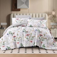 مفرش نوفا صيفي مزدوج رصاصي برسومات الزهور عدد القط...