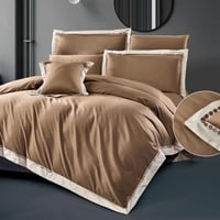 مفرش أكوا بارك مزدوج قطن فاخر300 غرزة مطرز بني عدد...