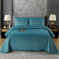 مفرش نوف شتوي مفرد و نص مخمل تركواز عدد القطع 2