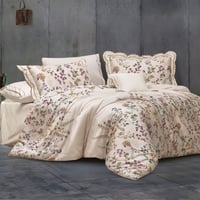 مفرش دانيا مزدوج قطن روز فاتح برسومات الزهور عدد ا...