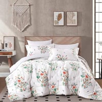 مفرش نوفا صيفي مقاس كوين 150x200 سم أبيض برسومات ا...