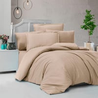 طقم غطاء لحاف فندقي نداف قطن بدون حشوة مزدوج بيج ع...