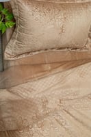 مفرش نارنج شتوي فاخر مزدوج مخمل محفور بيج عدد القط...