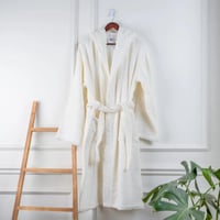 روب نداف بقبعة - قطن 100% فاخر - أبيض عدد القطع 1