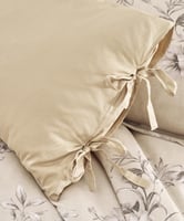 مفرش إنسجام صيفي قطن بيج ورصاصي برسومات الزهور