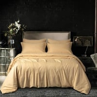 مفرش فندقي نمط هندسي يوناني مزدوج قطن بيج 500 غرزة...