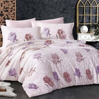 مفرش جينيفا صيفي مزدوج قطن جاكارد فاخر وردي فاتح ب...