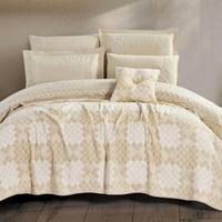 مفرش باتريك مزدوج قطن فاخر بيج عدد القطع 8