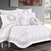 مفرش دنيا صيفي مطرز فاخر مقاس كوين 150x200 سم كريم...