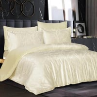 مفرش لينو شتوي فاخر مزدوج مخمل جاكارد كريمي عدد ال...