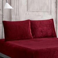 طقم غطاء وسادة دفى مخمل عنابي عدد القطع 2