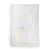 طقم سجادة صلاة أطفال كريمي و وردي برسومات النجوم ع...