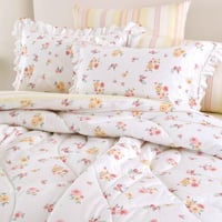 مفرش ريد روز صيفي مفرد ونص قطن فاخر أبيض وأصفر برس...