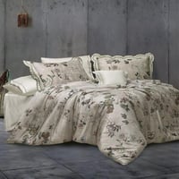 مفرش دانيا مزدوج قطن بيج وزيتي برسومات الزهور عدد...