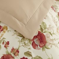 مفرش إنسجام صيفي قطن كريمي وبيج برسومات الزهور