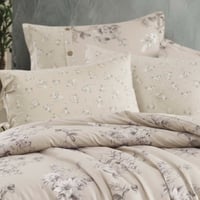 مفرش إنسجام صيفي قطن بيج غامق برسومات الزهور