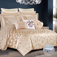 مفرش اميليا ملكي مزدوج قطن جاكارد فاخر مطرز بيج عد...