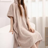 منشفة كابا ريفي بأزرار و غطاء رأس طقطق بيج