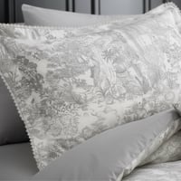 مفرش سرور مزدوج قطن رصاصي فاتح برسومات الزهور عدد...