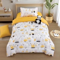 مفرش أطفال تيمون صيفي مفرد ونص أبيض وأصفر متعدد ال...