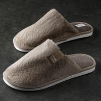 حذاء منزلي رجالي شتوي فرو بيج