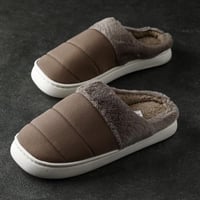حذاء منزلي نسائي شتوي فرو بني