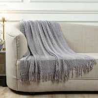 بطانية خفيفة محبوكة أكريليك رصاصي 120 × 172 سم