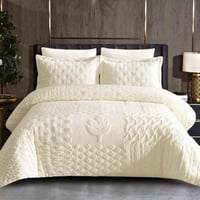 مفرش لاورا شتوي فاخر مزدوج مخمل محفور و فرو كريمي...