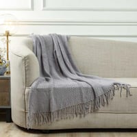 بطانية خفيفة محبوكة أكريليك رصاصي 120 × 172 سم