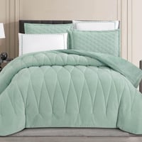 مفرش أمستردام شتوي فاخر مزدوج مخمل وفرو أخضر تفاحي...