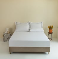 مفرش جنات قطن مزدوج أبيض ورصاصي عدد القطع 7