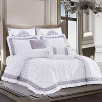 مفرش أرين صيفي مزدوج مطرز أبيض عدد القطع 8