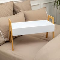 صينية تقديم خشبية أبيض بأرجل 60x30 سم