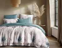 مفرش إشراق صيفي مزدوج قطن تنسل فاخر أخضر مشجر عدد...